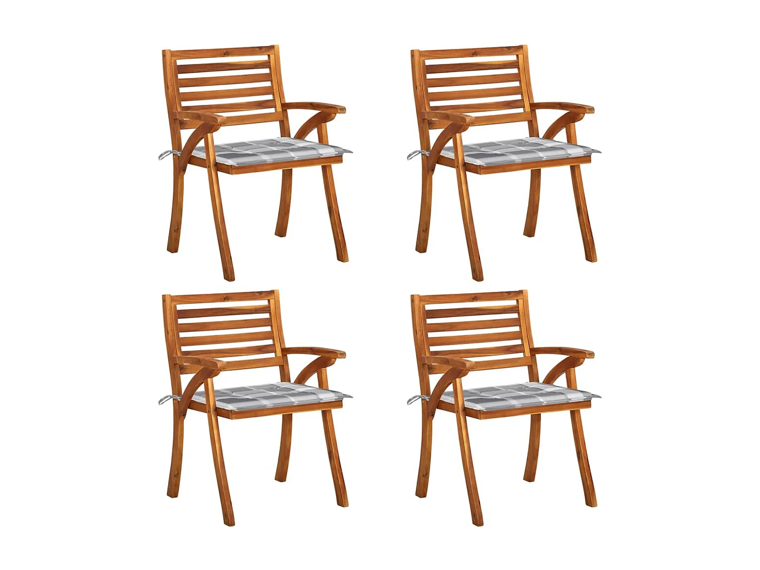 Tuinstoelen met kussens 4 stuks Massief teakhout