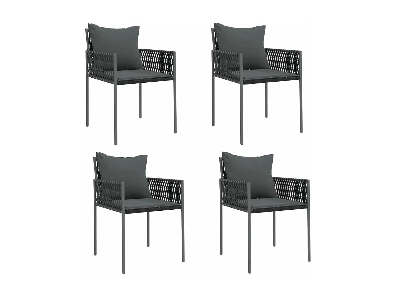 Chaises de jardin avec coussins lot de 4 noir 54x61x83 cm rotin