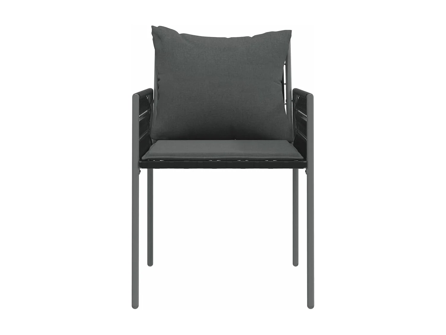 Gartenstühle mit Kissen 4er-Set schwarz 54x61x83 cm Rattan