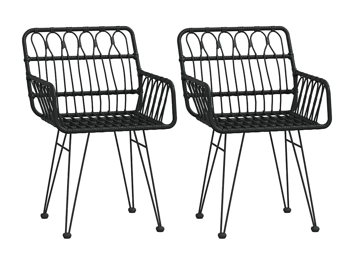 Gartenstühle 2er Set mit Armlehne Schwarz 56x64x80 cm