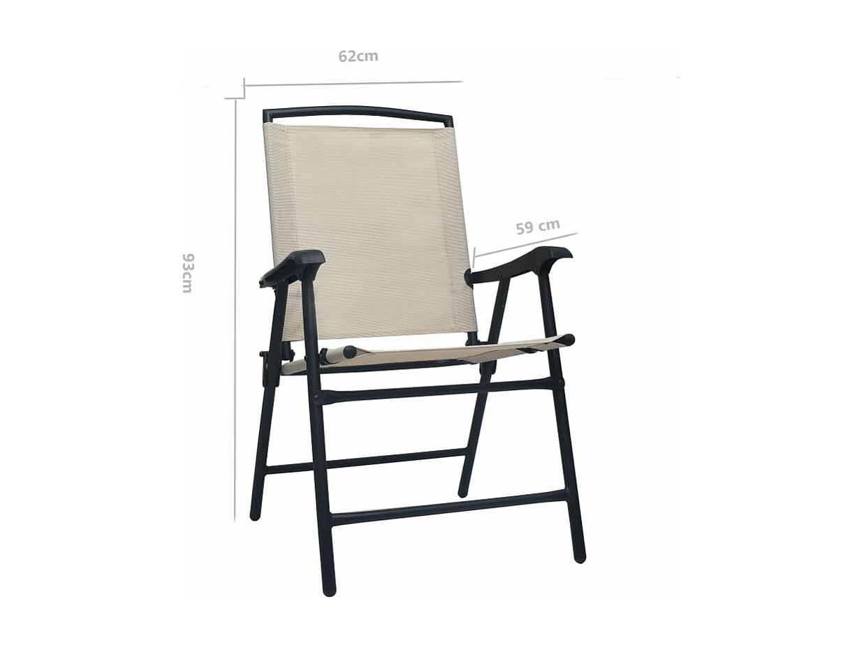 Chaises de jardin pliables 2 pcs Textilène Crème