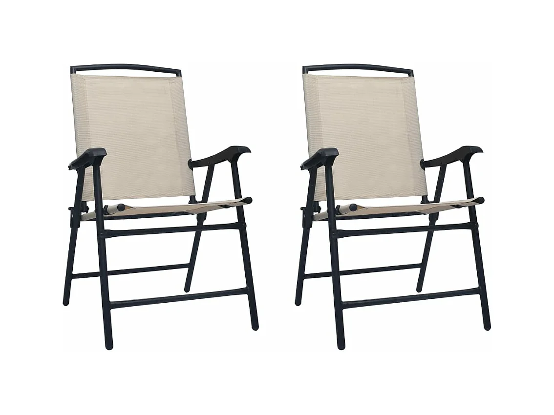 Chaises de jardin pliables 2 pcs Textilène Crème