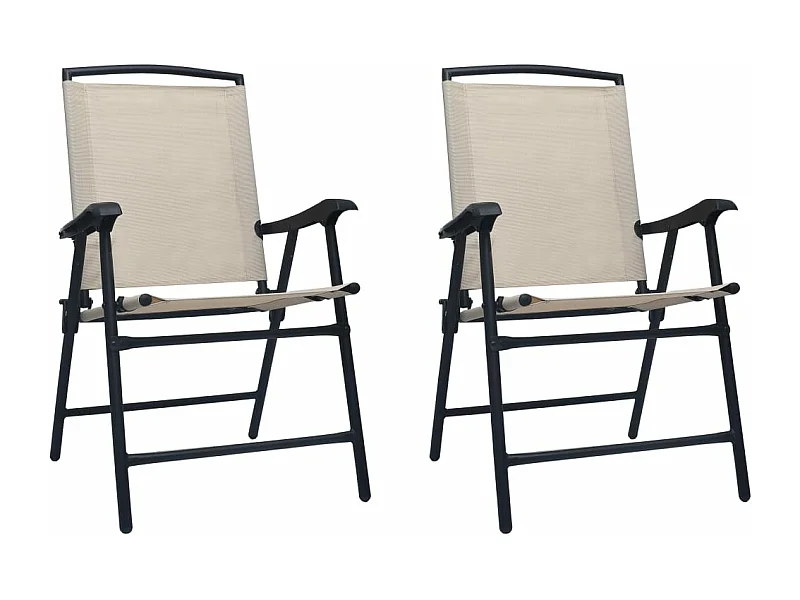 Chaises de jardin pliables 2 pcs Textilène Crème