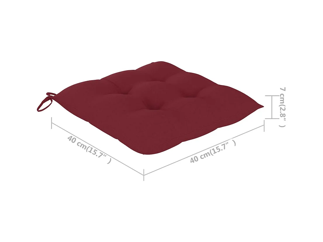 Chaises de jardin avec coussins rouge bordeaux 4pcs Teck massif