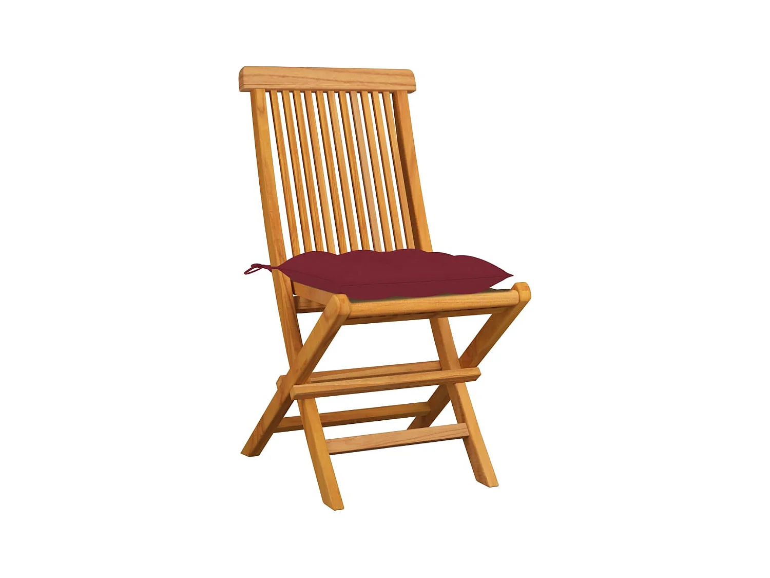 Chaises de jardin avec coussins rouge bordeaux 4pcs Teck massif