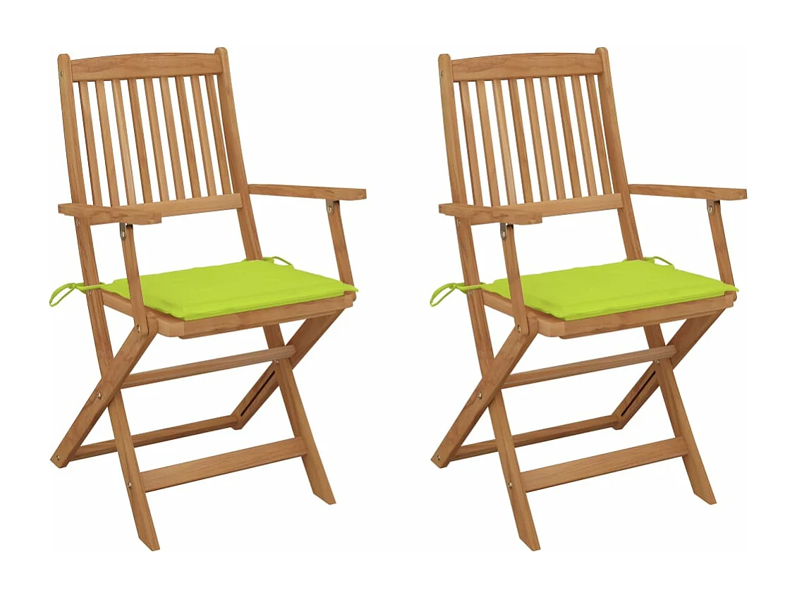 Cadeiras de jardim dobráveis 2 unidades com almofadas Madeira de acácia