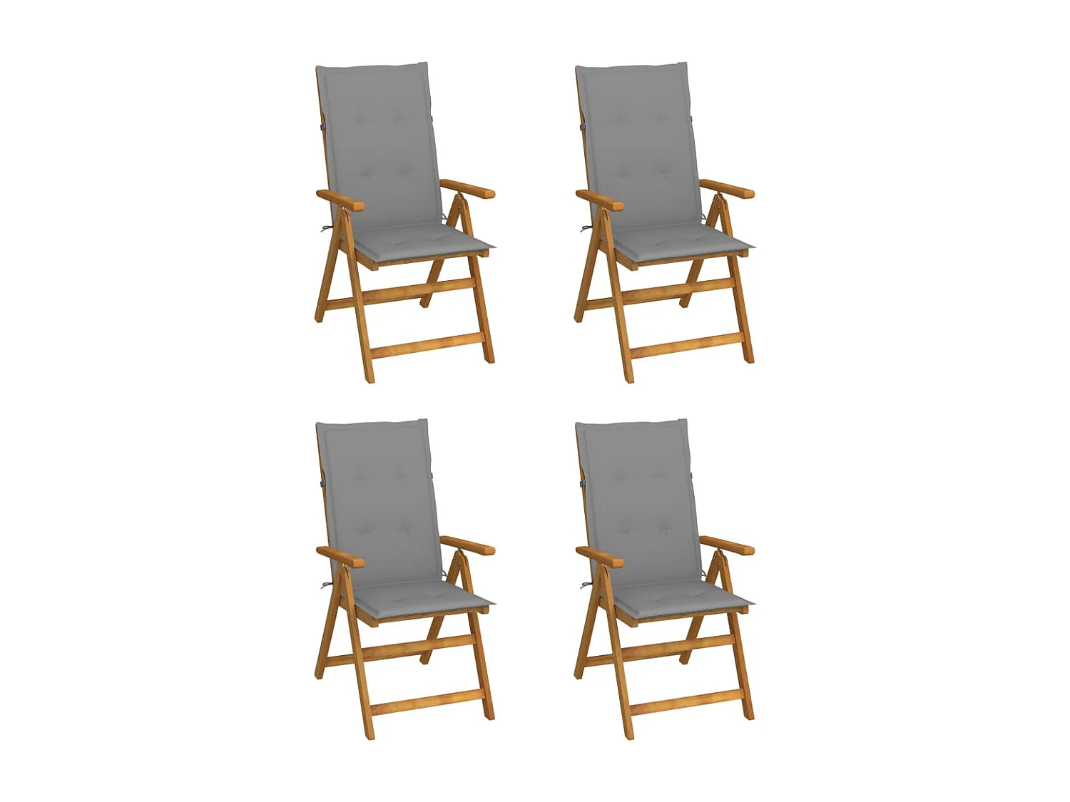 Chaises inclinables de jardin 4 pcs avec coussins Bois d'acacia