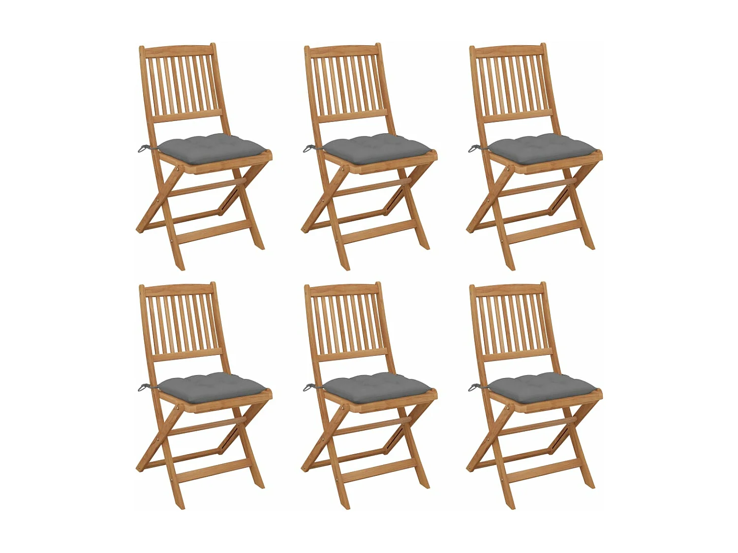 Chaises pliables de jardin 6 pcs avec coussins Bois d'acacia