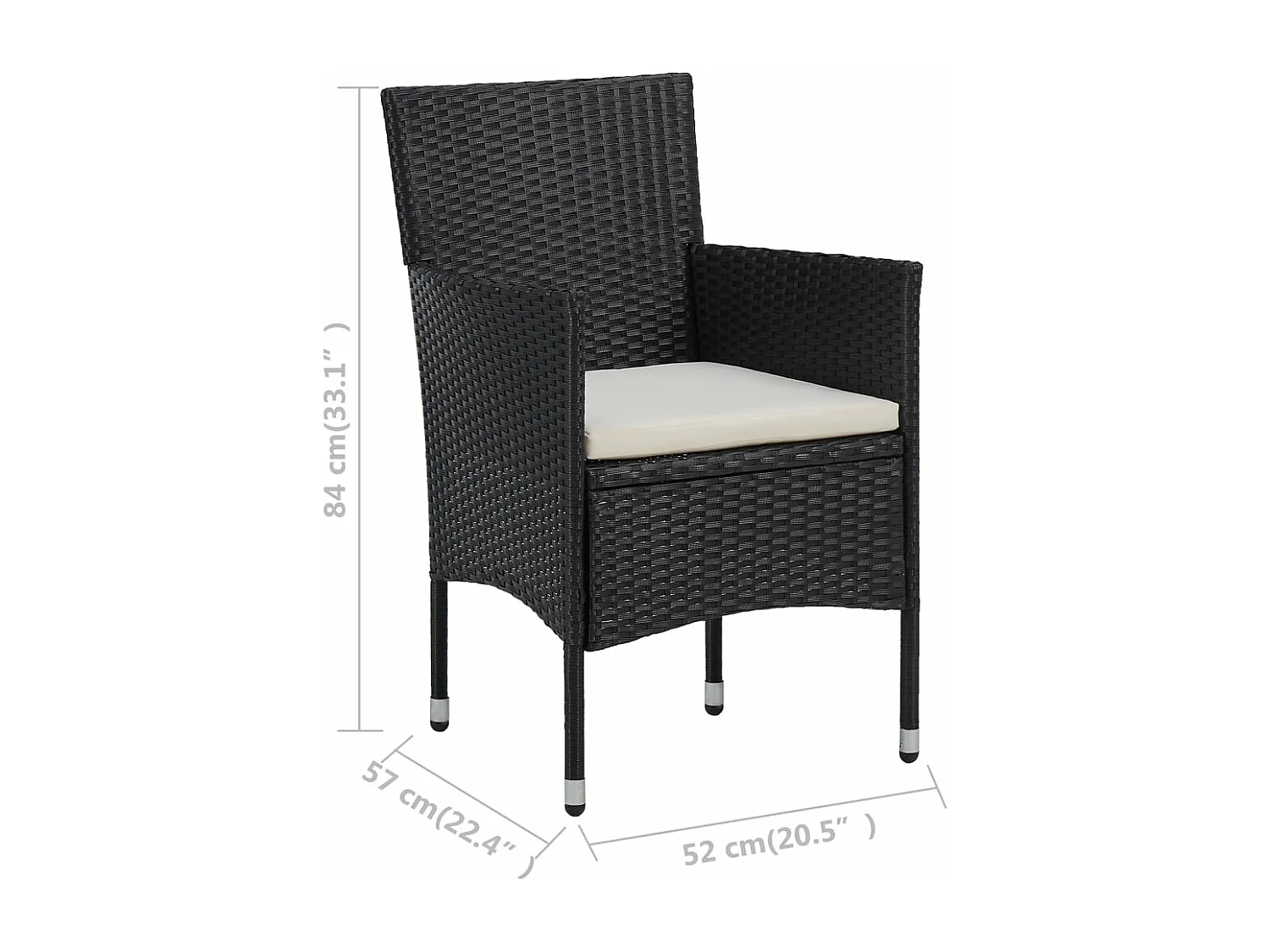 Chaises de jardin 2 pcs Résine tressée Noir