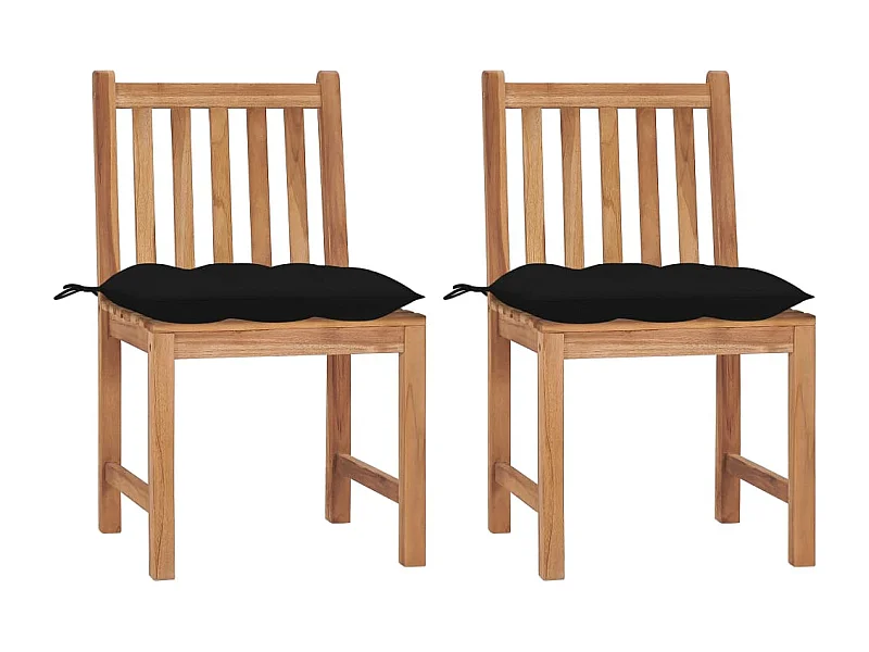 Sedie da giardino 2 pezzi con cuscini Legno massello di teak