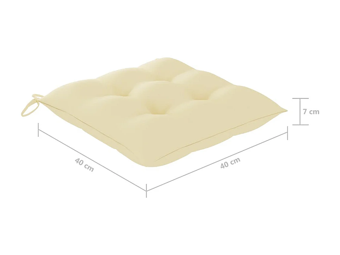 Chaises de jardin 2 pcs avec coussins blanc crème Teck massif