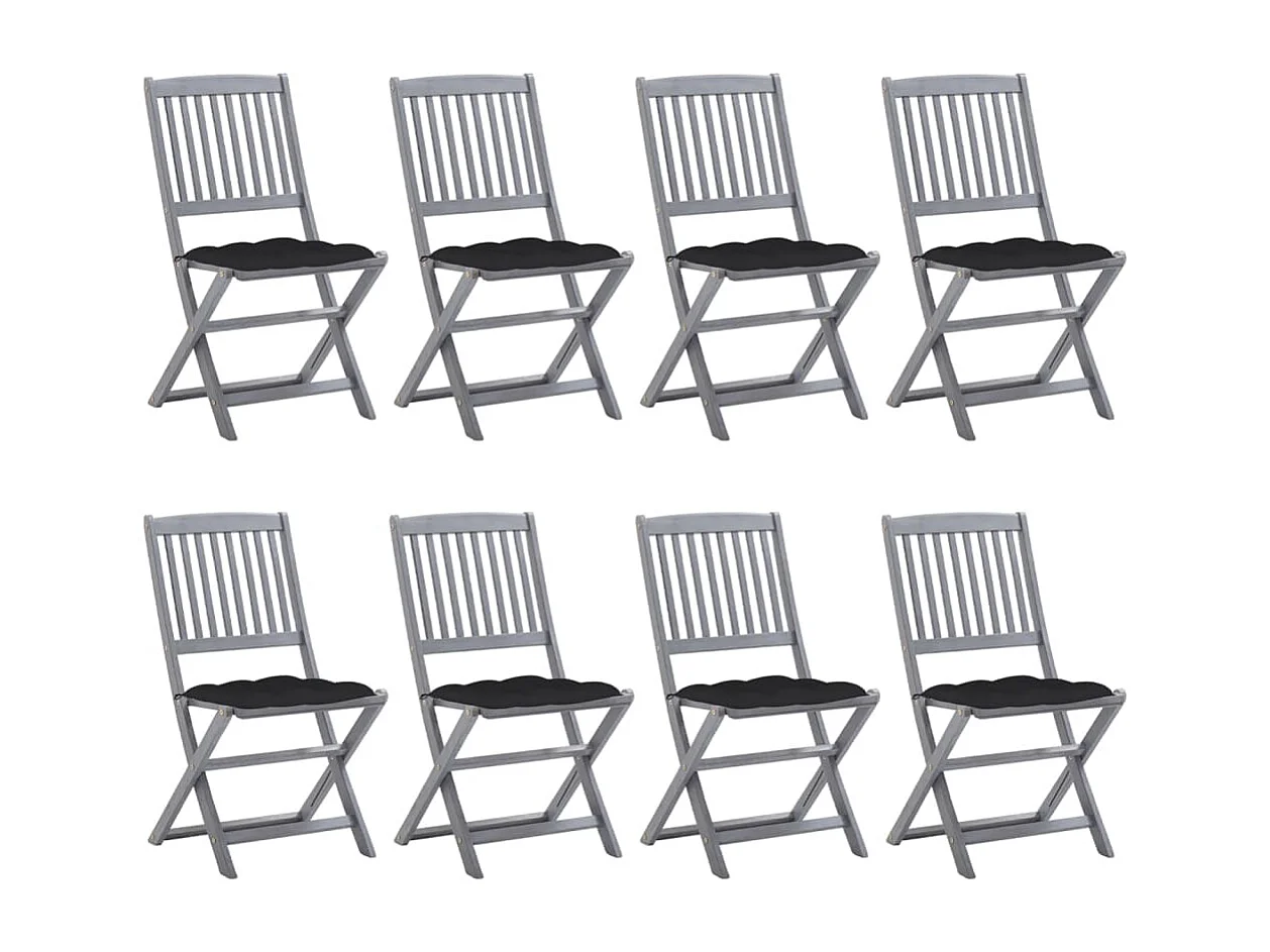 Cadeiras dobráveis para exterior 8 unidades com almofadas Madeira de acácia