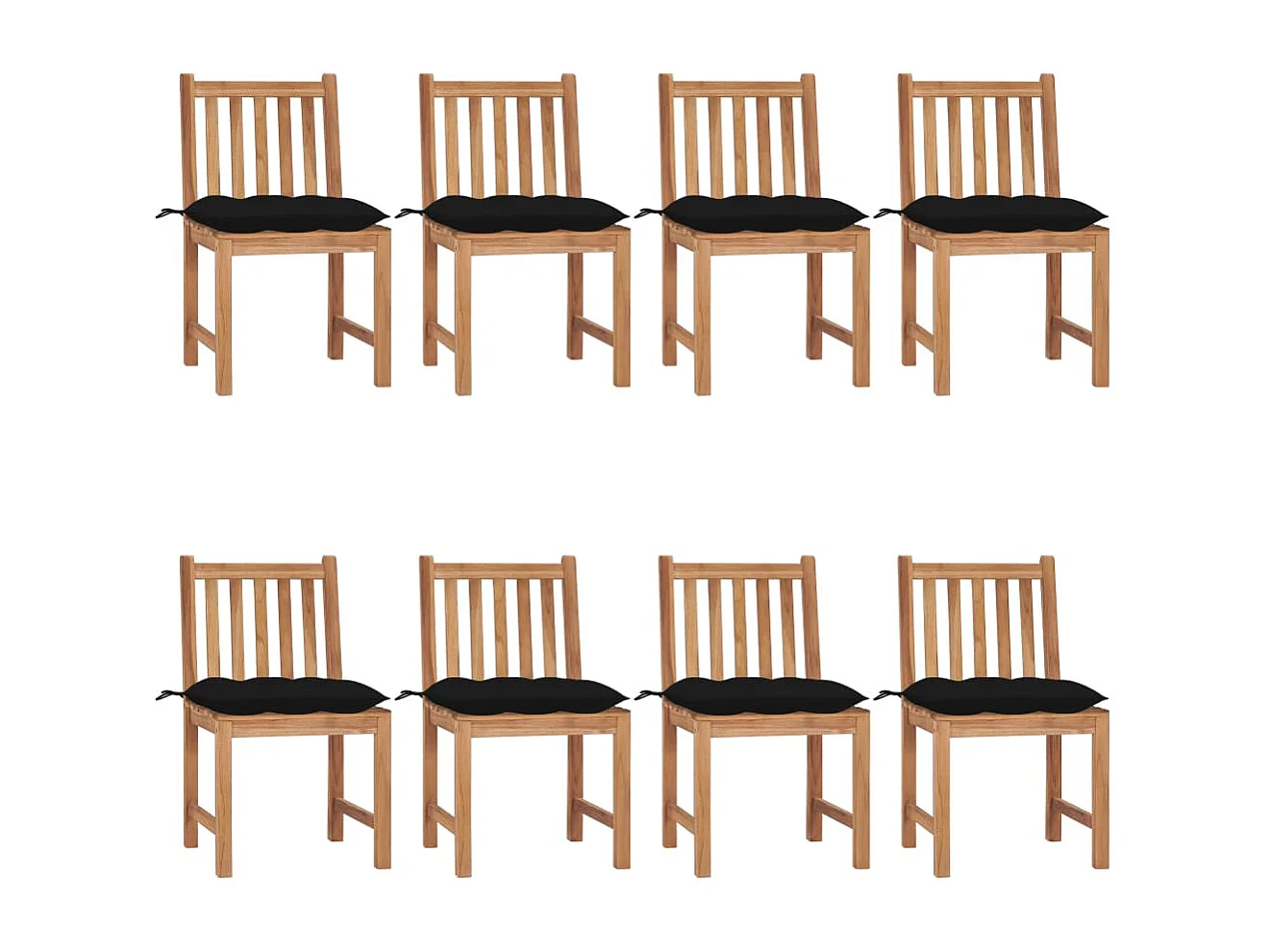 Sedie da giardino 8 pezzi con cuscini Legno massello di teak