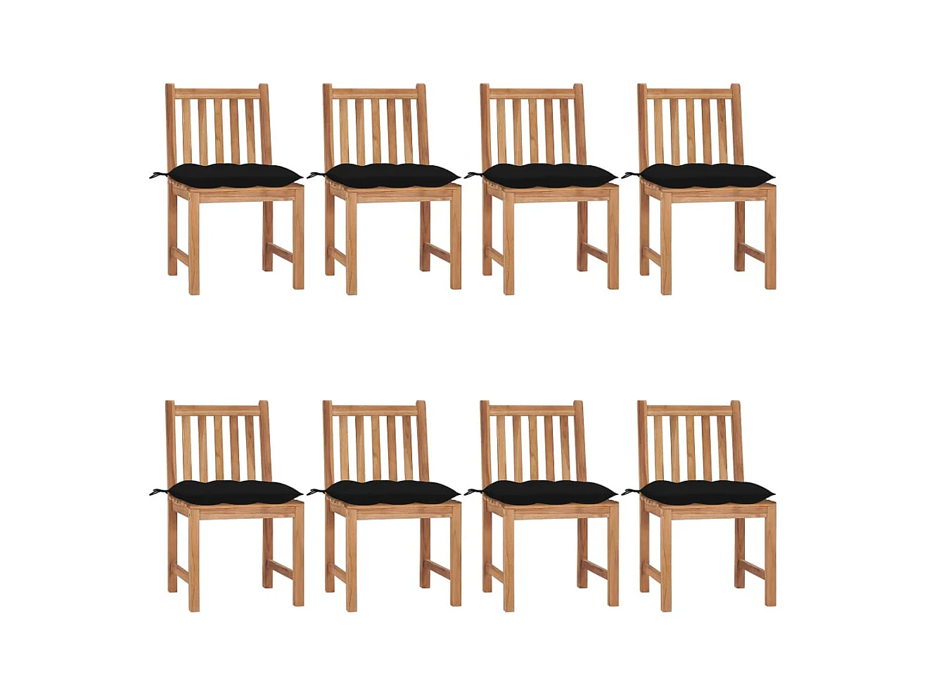 Chaises de jardin 8 pcs avec coussins Bois de teck massif