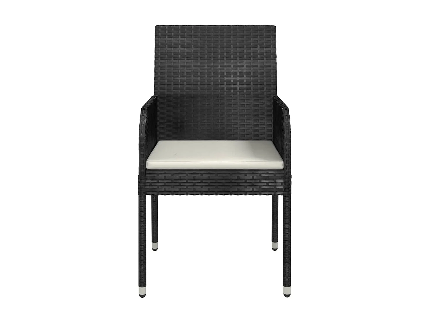 Chaises de jardin lot de 4 avec coussins Résine tressée Noir