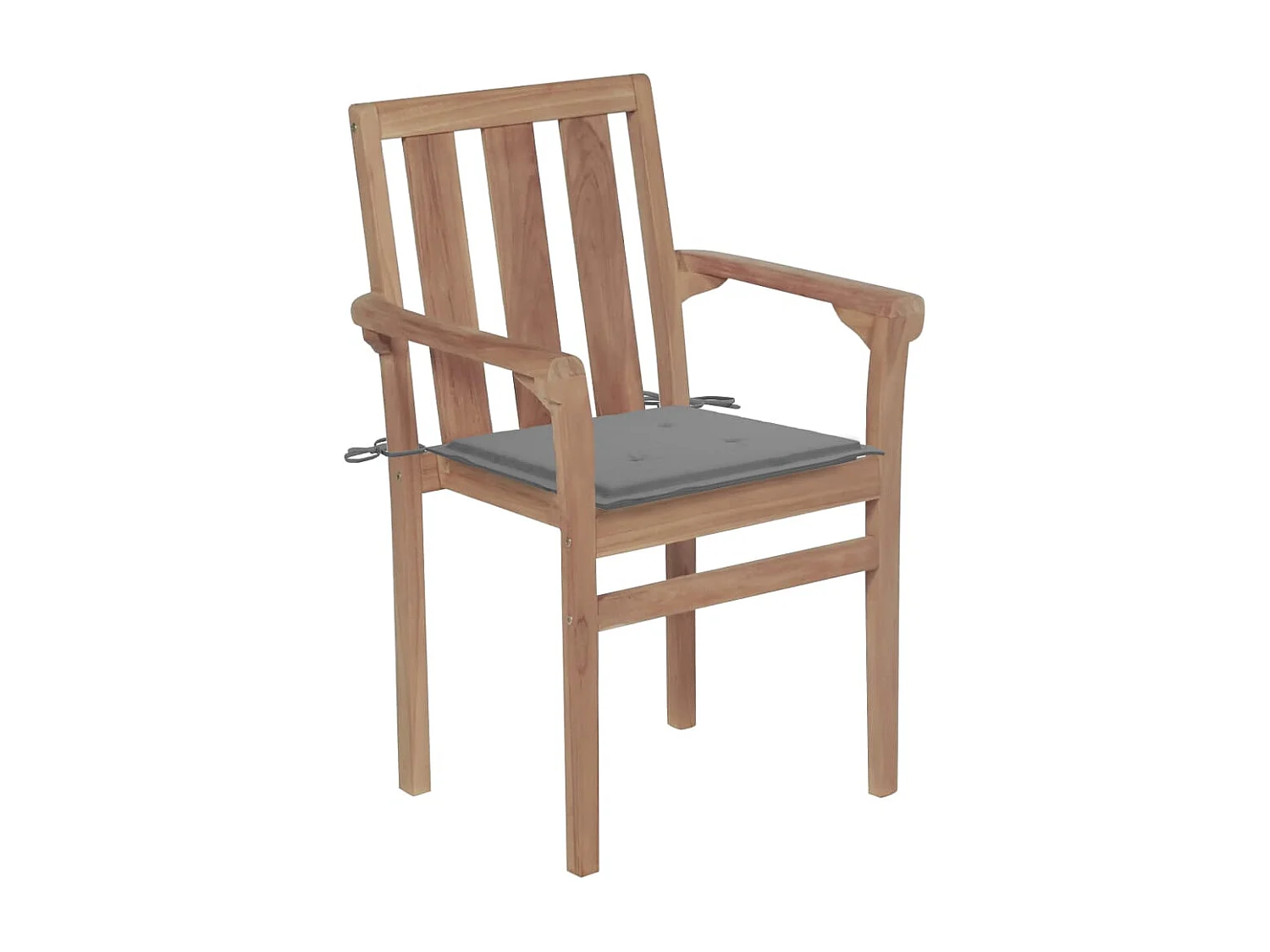 Chaises de jardin 2 pcs avec coussins gris Bois de teck massif