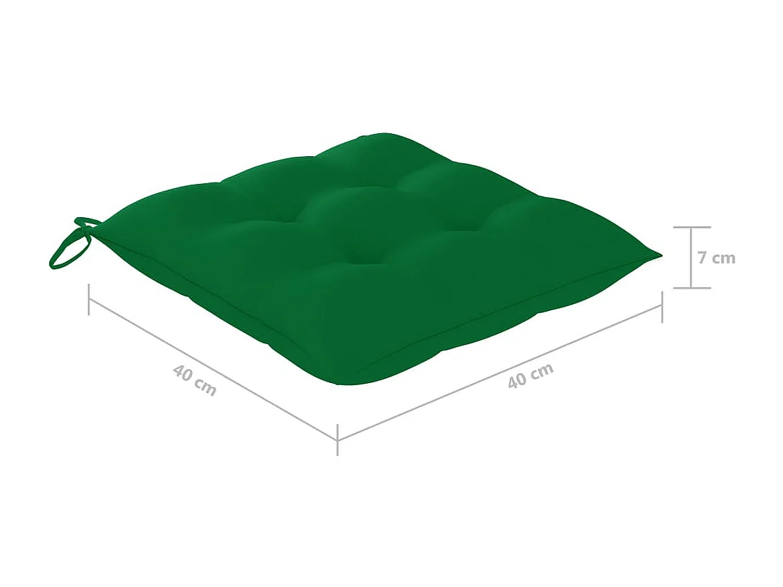 Cadeiras de jardim 2 unidades com almofadas verdes Madeira maciça de teca