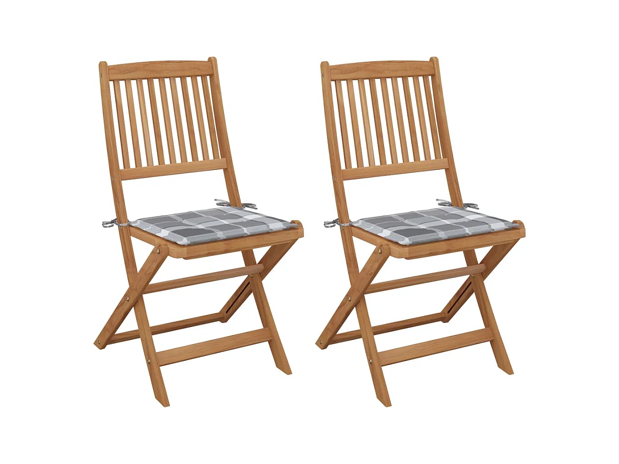 Sedie da giardino pieghevoli 2 pz con cuscini Legno di acacia