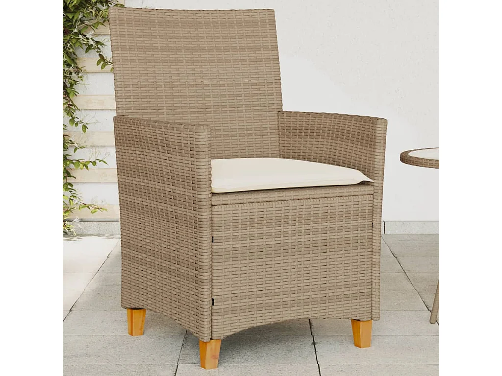 Set di 2 cuscini per sedie da giardino in legno resina intrecciata beige