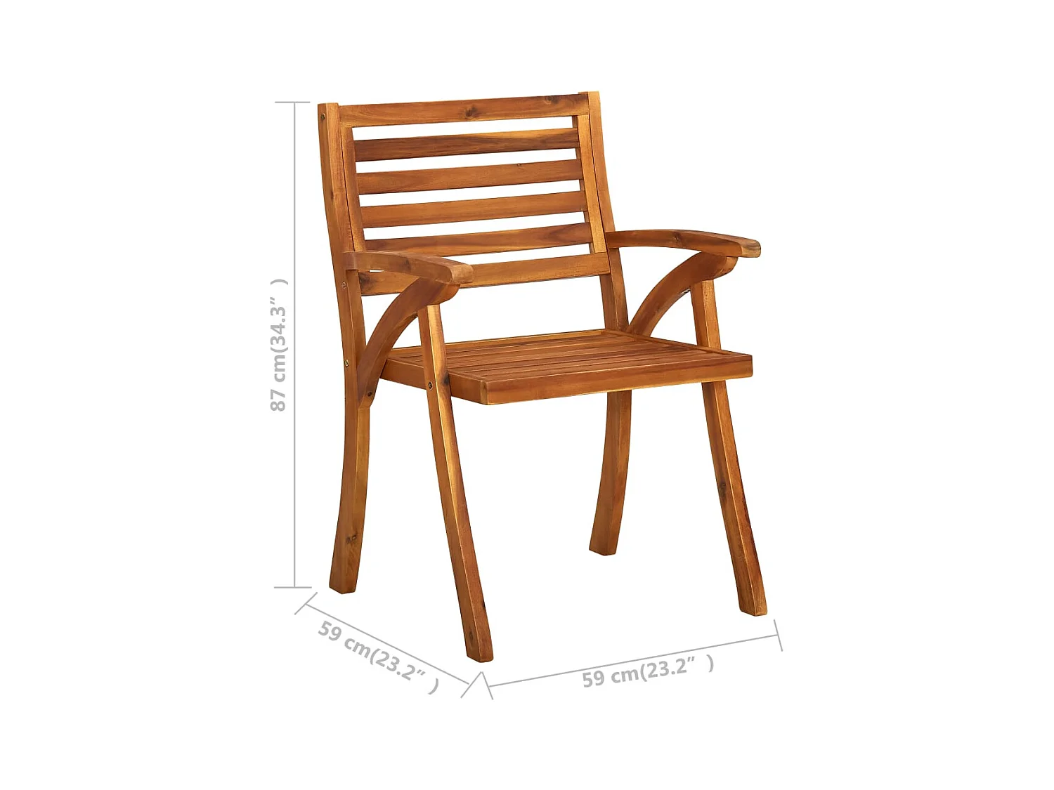 Sedie da pranzo da giardino con cuscini 3 pz. Massello di acacia