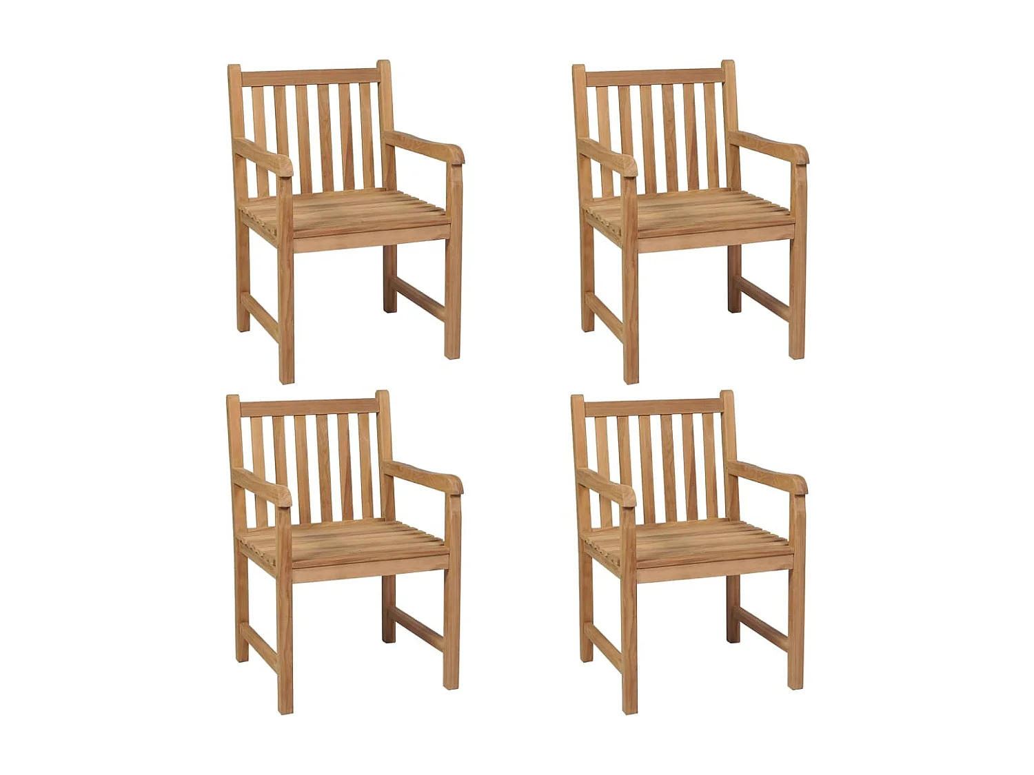 Tuinstoelen 4 stuks met groene kussens Massief teakhout