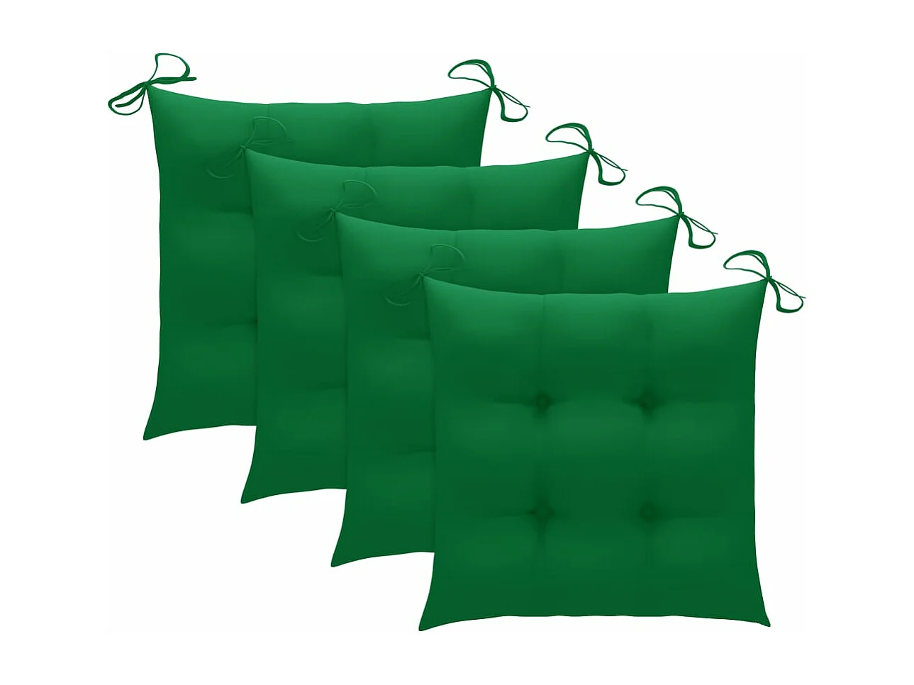 Tuinstoelen 4 stuks met groene kussens Massief teakhout