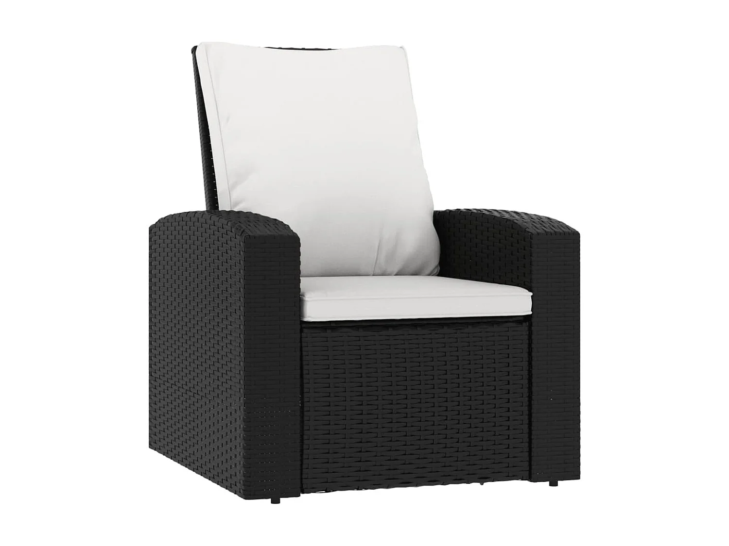 Fauteuil inclinable de jardin avec coussins noir résine tressée