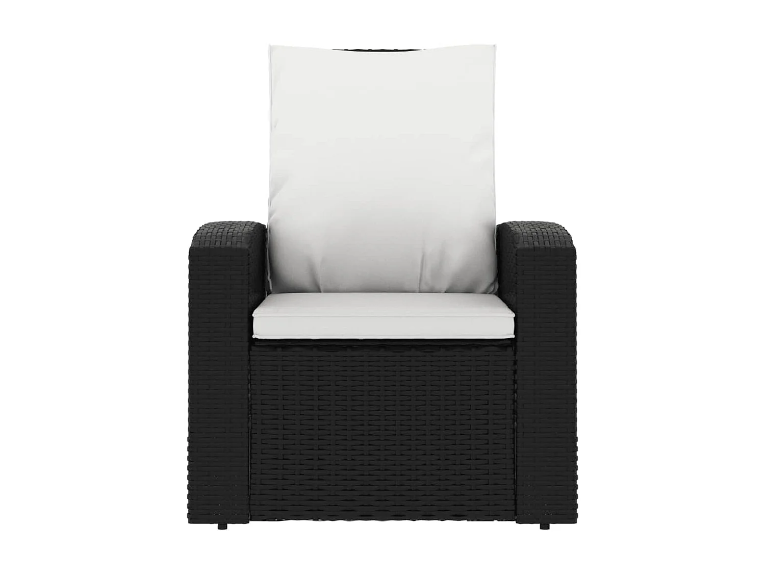 Fauteuil inclinable de jardin avec coussins noir résine tressée