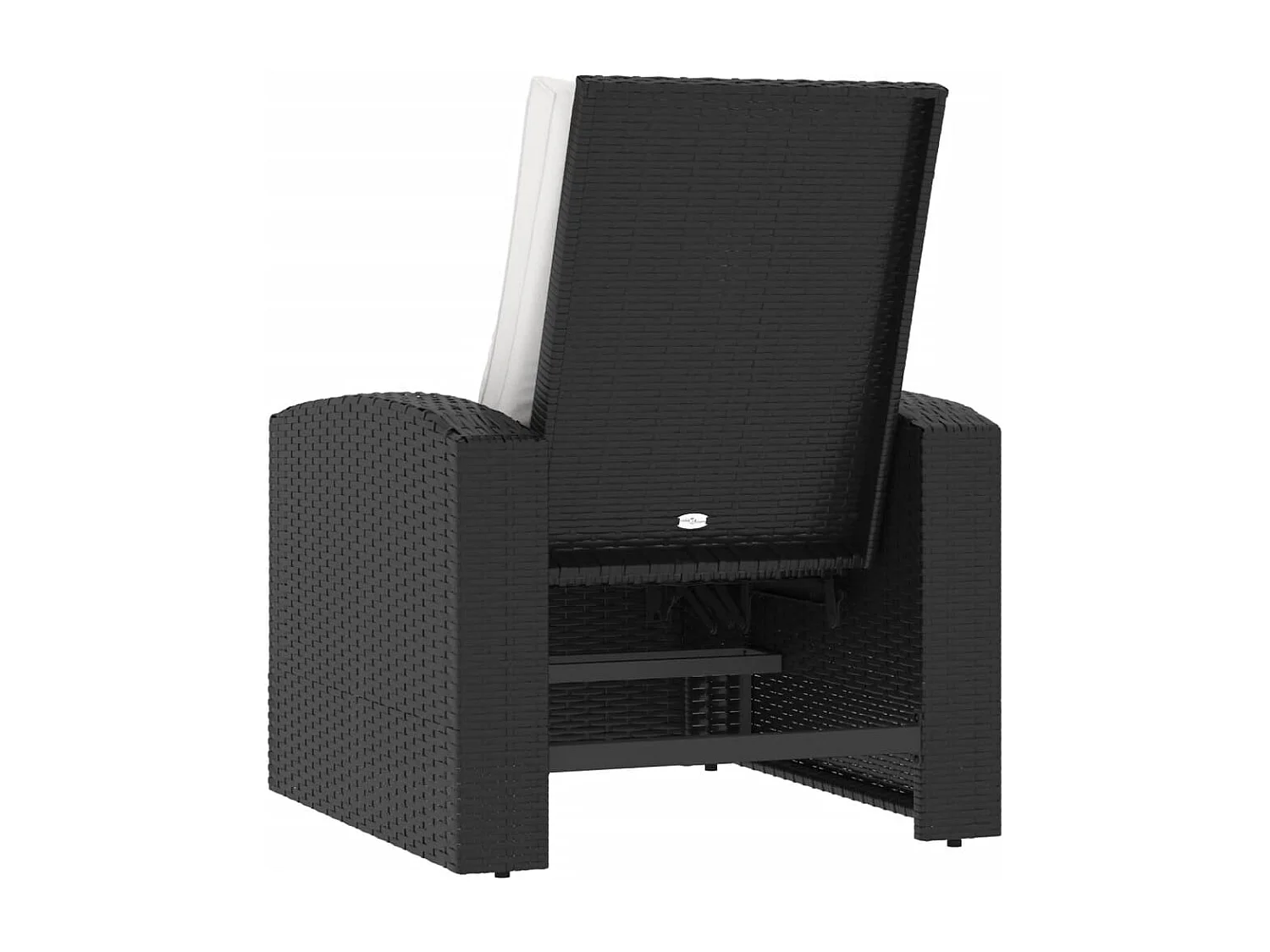 Fauteuil inclinable de jardin avec coussins noir résine tressée