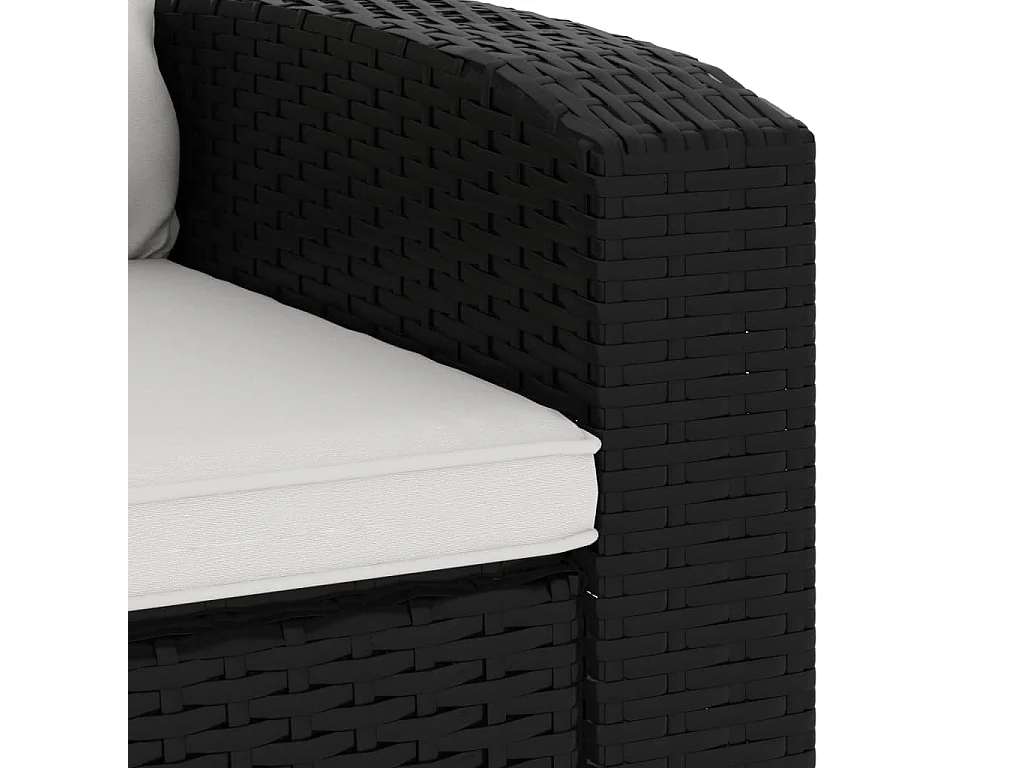 Fauteuil inclinable de jardin avec coussins noir résine tressée