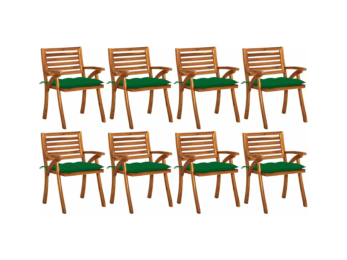 Tuinstoelen met kussens 8 stuks Massief acaciahout