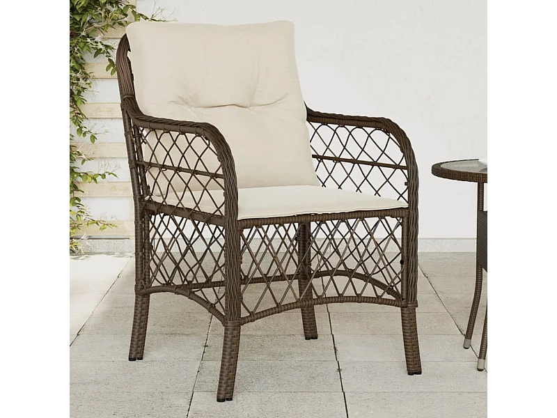 Chaises de jardin avec coussins lot de 2 marron résine tressée