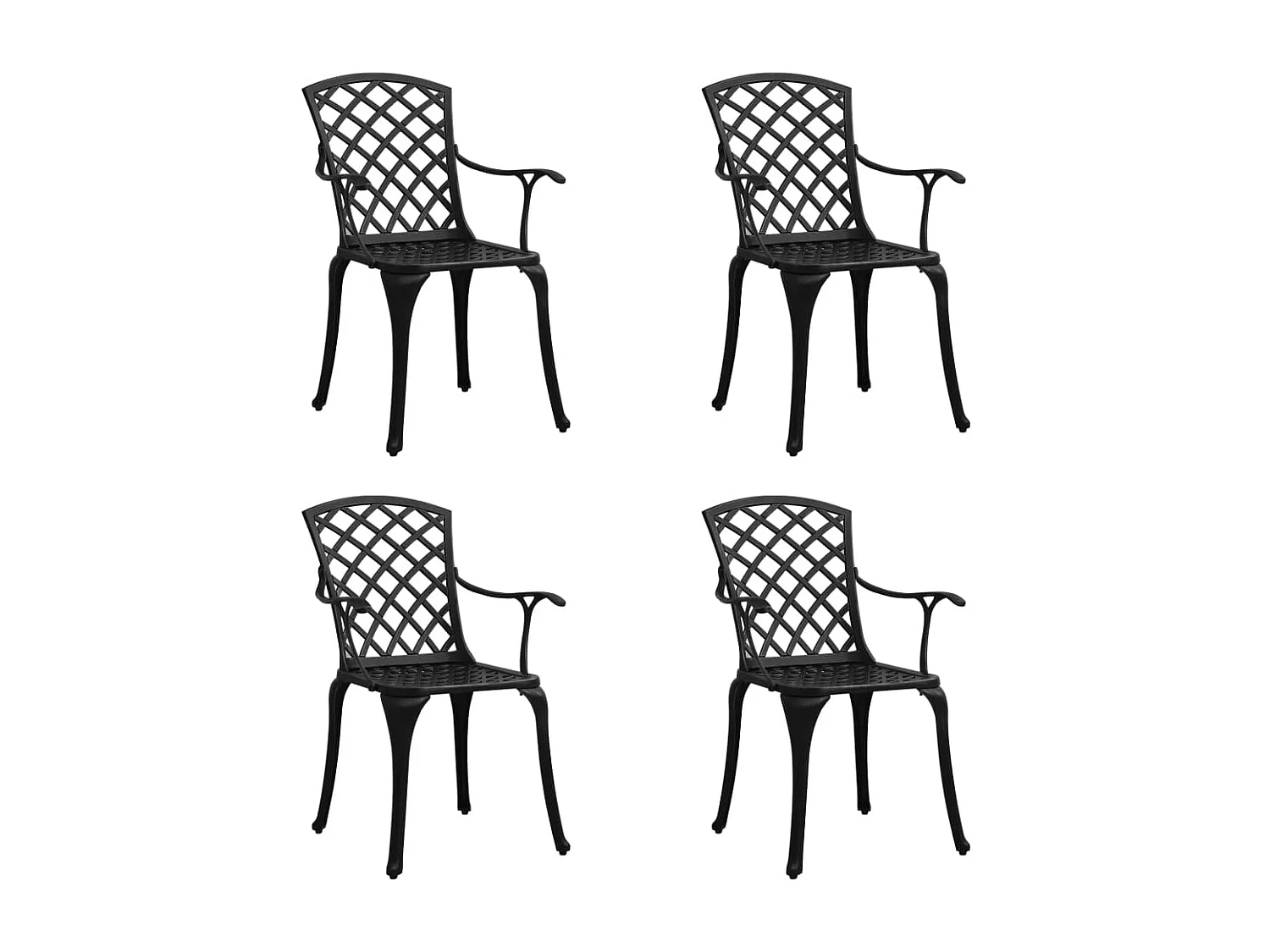 Chaises de jardin 4 pcs Aluminium coulé Noir