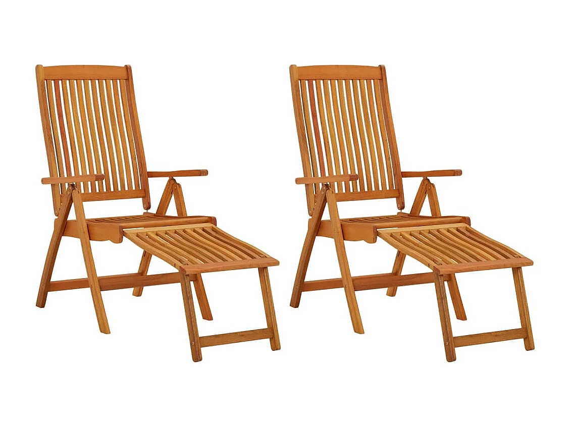 Chaises de jardin pliables repose-pieds lot de 2 Eucalyptus