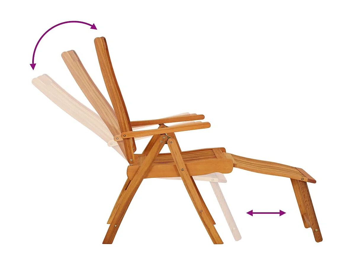 Chaises de jardin pliables repose-pieds lot de 2 Eucalyptus