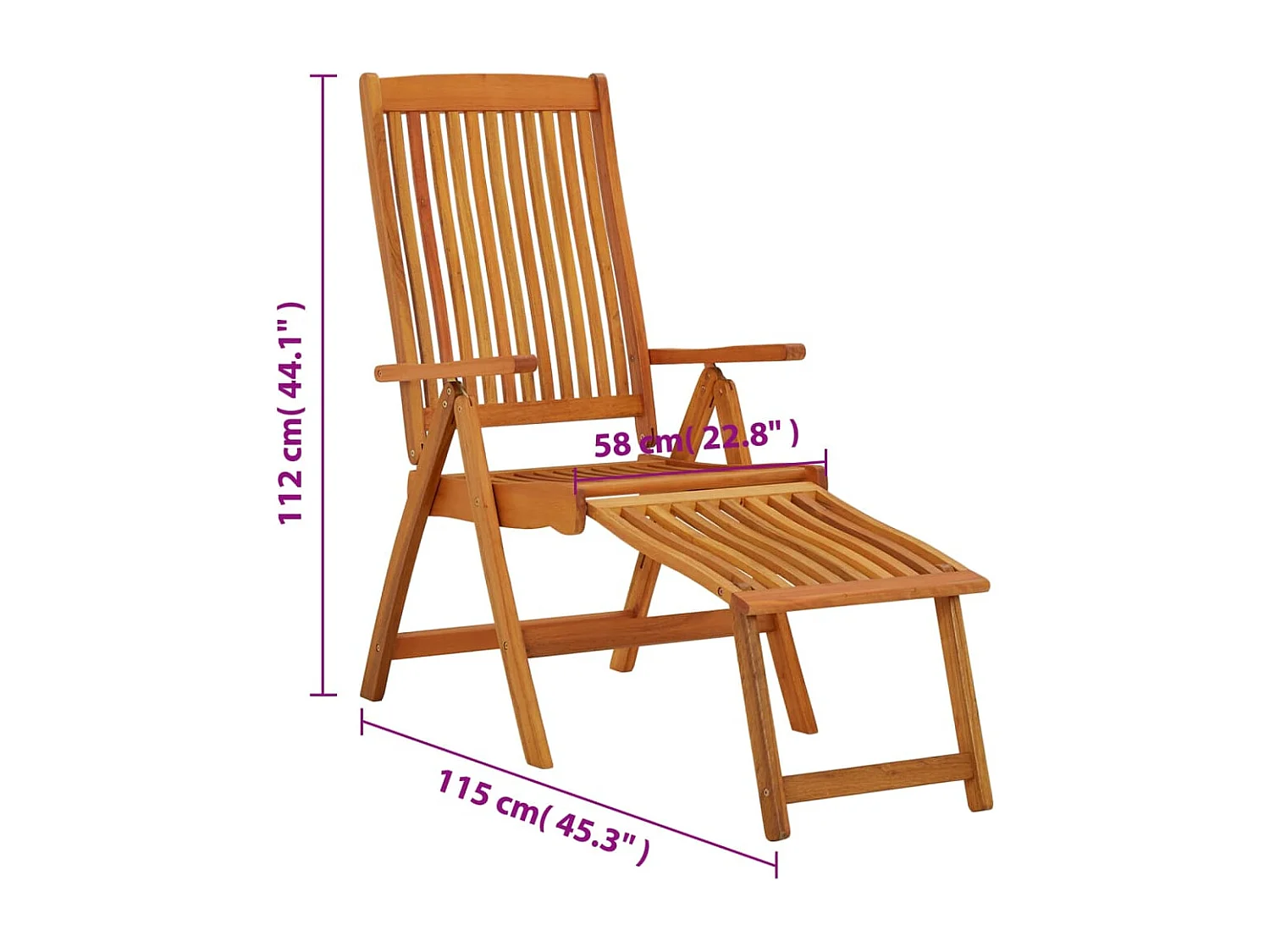 Chaises de jardin pliables repose-pieds lot de 2 Eucalyptus