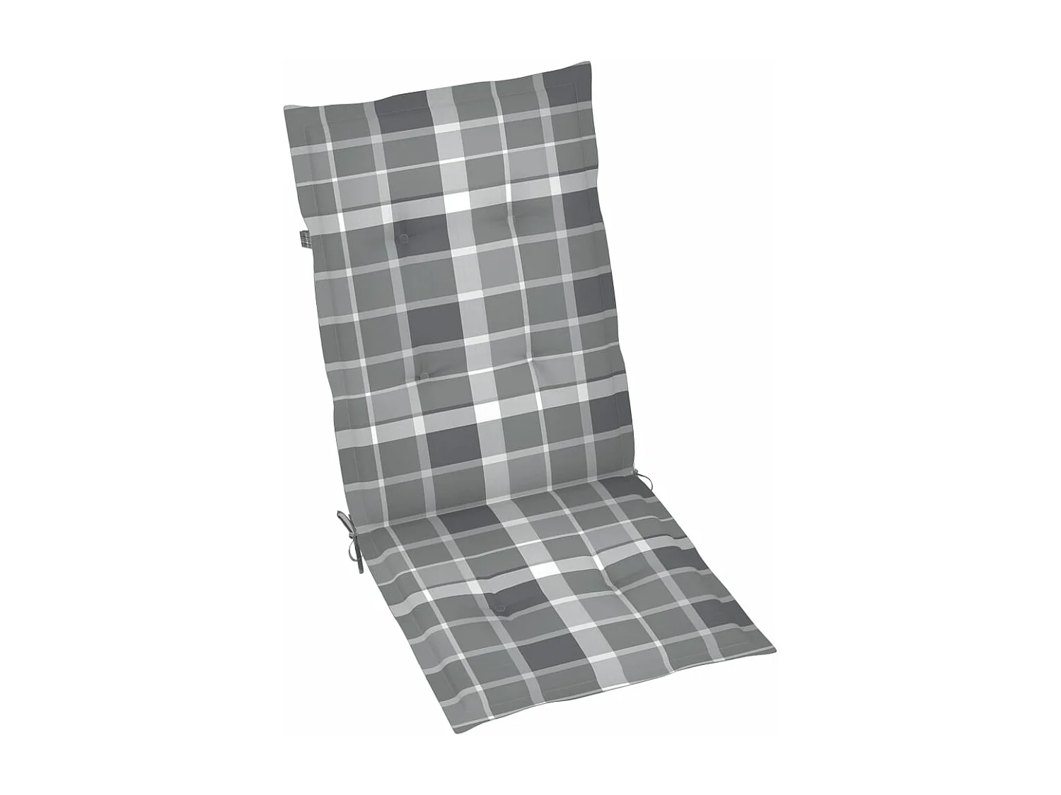 Juego de 2 sillas de jardín y cojines a cuadros gris teca.