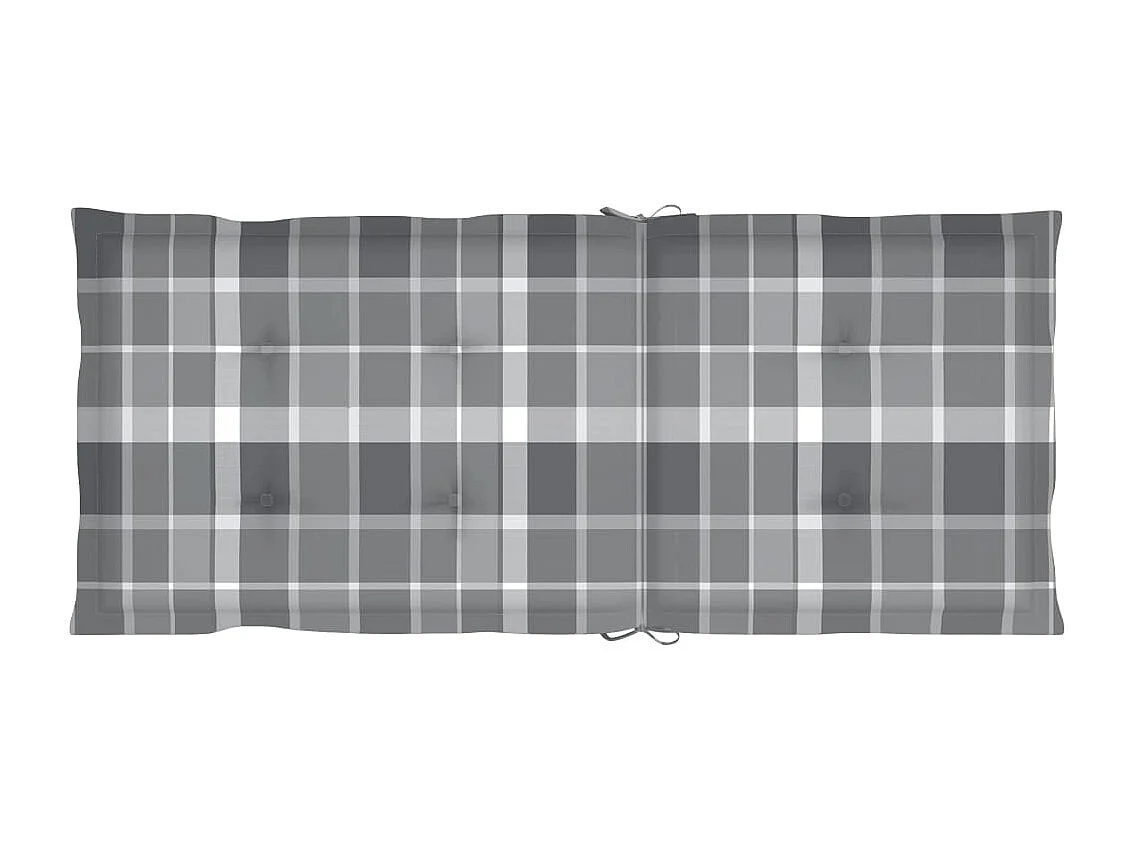 Juego de 2 sillas de jardín y cojines a cuadros gris teca.