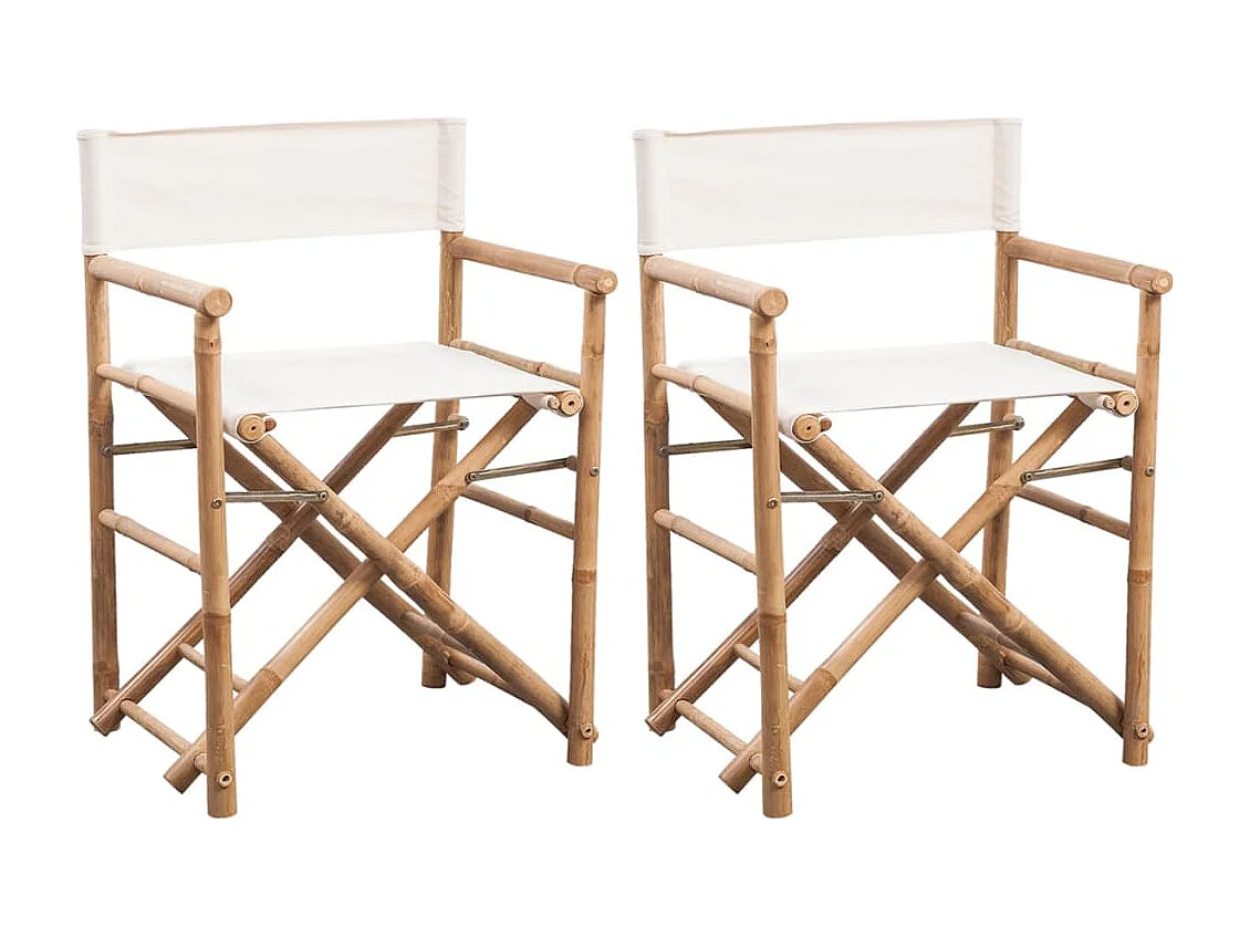 Chaise pliable 2 pcs Bambou et toile