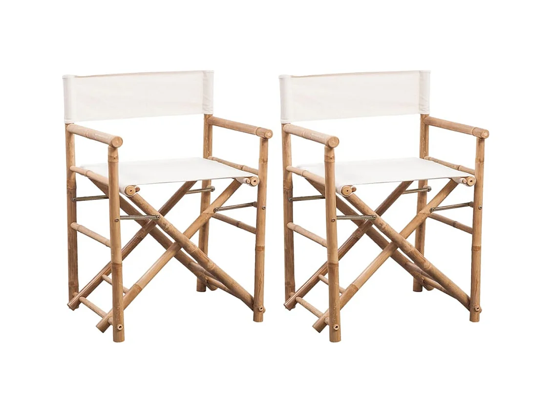 Chaise pliable 2 pcs Bambou et toile