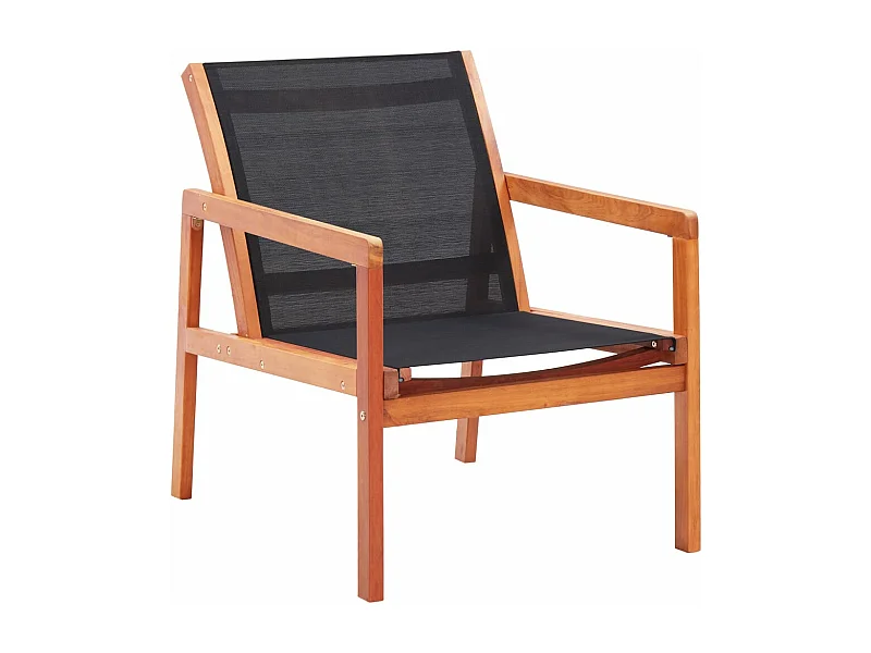 Silla de jardín Negro Madera maciza de eucalipto y textileno
