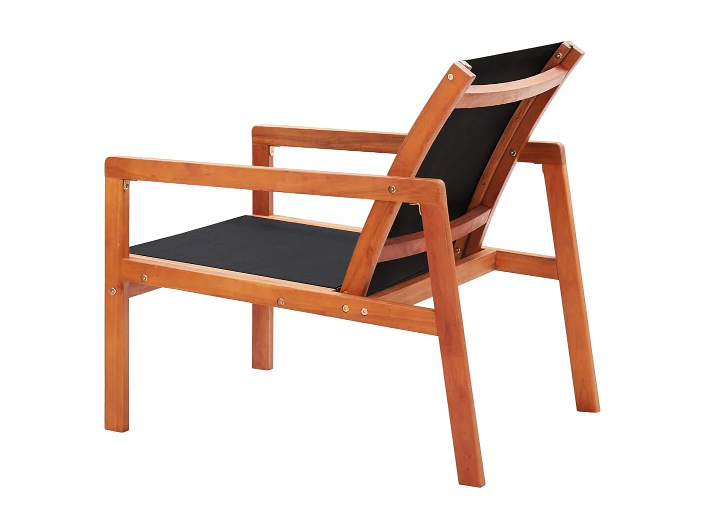 Silla de jardín Negro Madera maciza de eucalipto y textileno