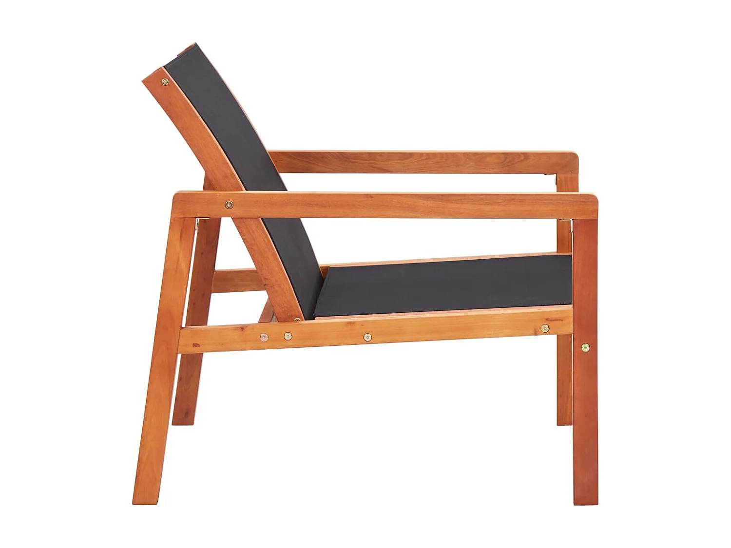 Silla de jardín Negro Madera maciza de eucalipto y textileno