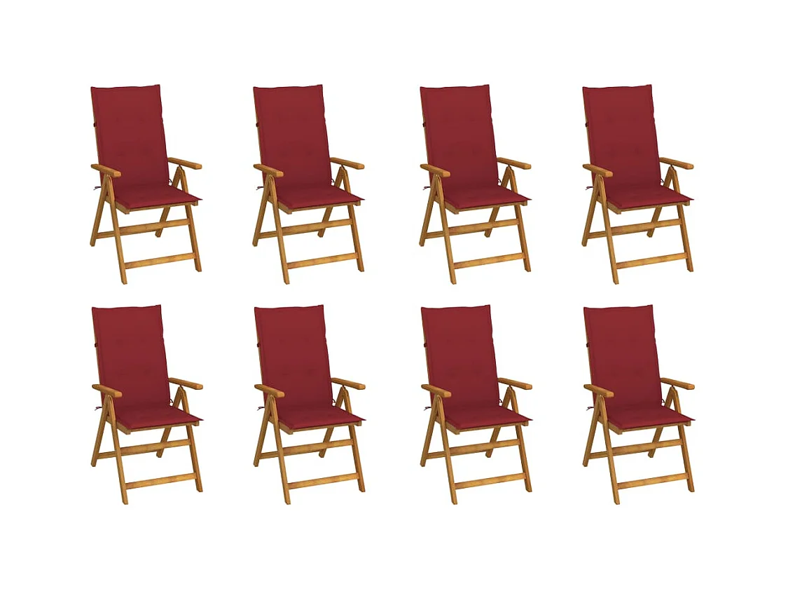 Chaises pliables de jardin avec coussins 8 pcs Bois d'acacia