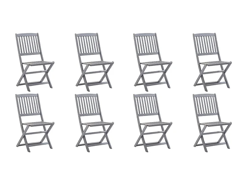 Chaises pliables d'extérieur 8 pcs avec coussins Bois d'acacia