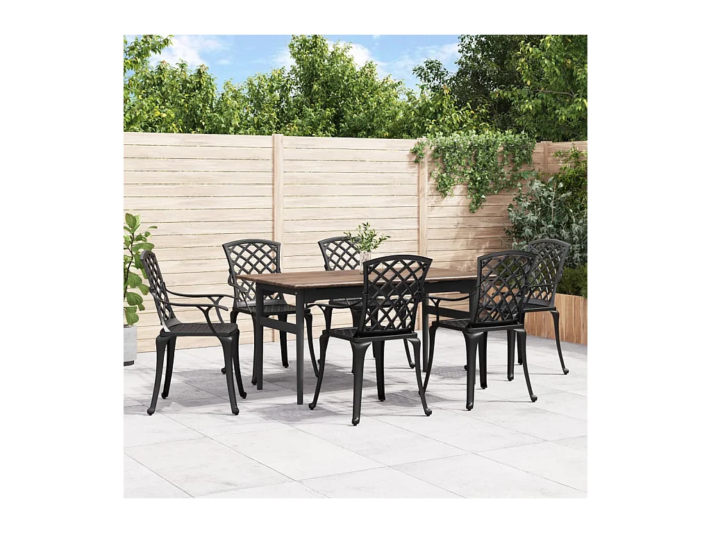 Chaises de jardin lot de 6 fonte d'aluminium noir