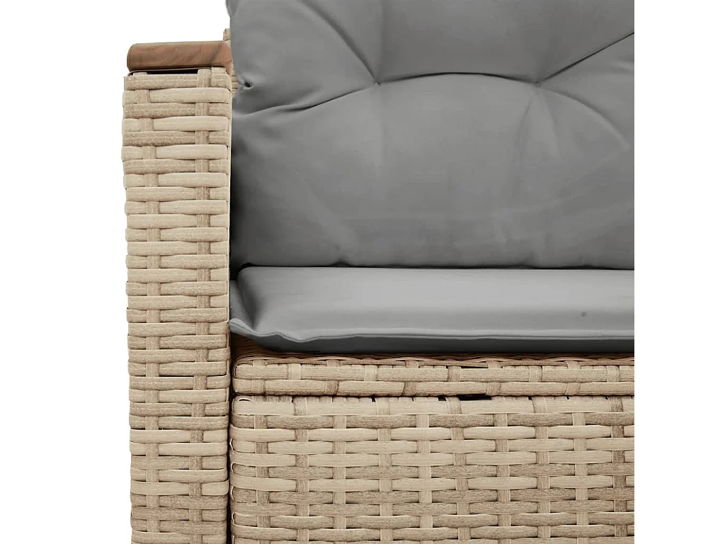 Canapé de jardin avec coussins 2 places beige résine tressée