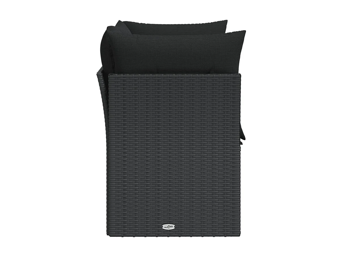 Canapé de jardin avec coussins 2 places noir résine tressée