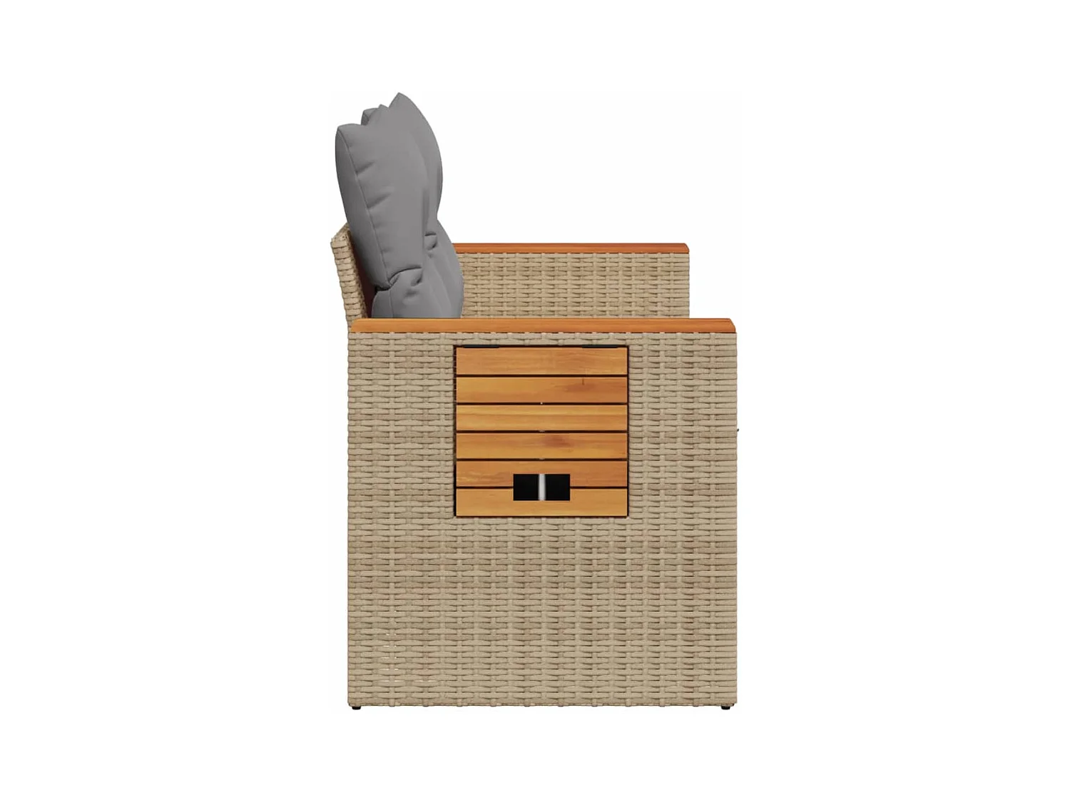 Canapé de jardin avec coussins 2 places beige résine tressée