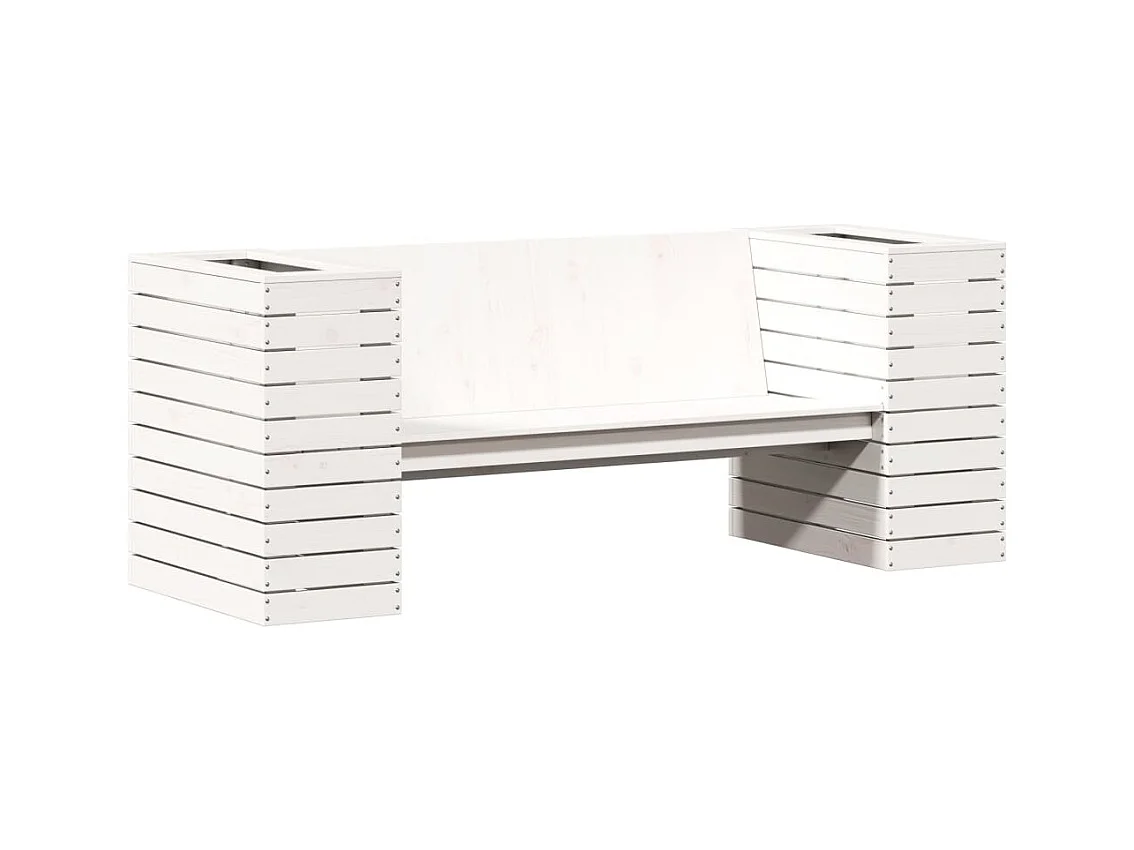 Banc avec jardinières blanc 167,5x60x65 cm bois massif de pin
